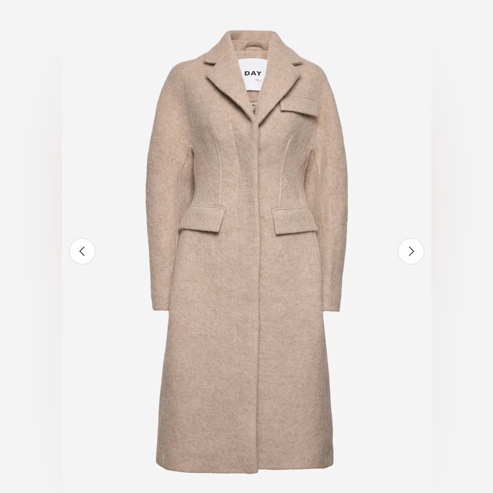 Day Birger et Mikkelsen beige wool blend synched waist structured pea coat